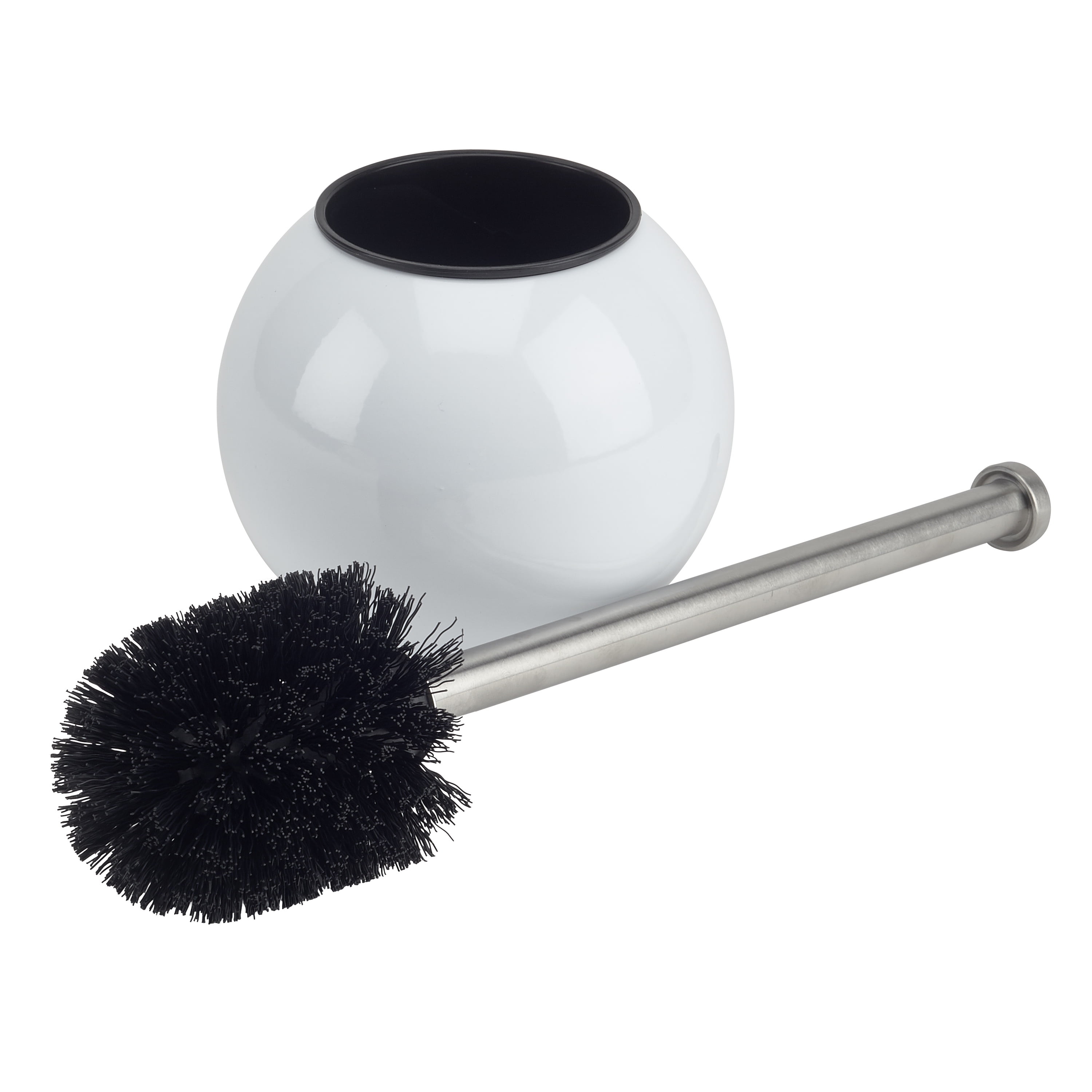 Bath Bliss 2 Pack Globe Design Toilet Brush and Holder in White