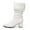 White, variant on Mid Calf Boots for Women, Women's Sweet-Cool Style Rivet Heeled Slouch Boots, Heel & Pointed Toe, Winter Autumn Fashionable Short Boots