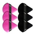 thumbnail image 3 of Esponjas para polvos triangulares suaves y cómodas para uso en húmedo y seco, 3 en color negro y 3 en color rojo rosa, para niñas y mujeres, 3 of 15