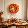 thumbnail image 4 of Cadancy Artificial Pumpkin Wreath Fall Harvest Front Door Hanging Bow Knot Thanksgiving Halloween Seasonal Home Decoration Outdoor Indoor Autumn Farmhouse Porch Wall Decor, 4 of 7