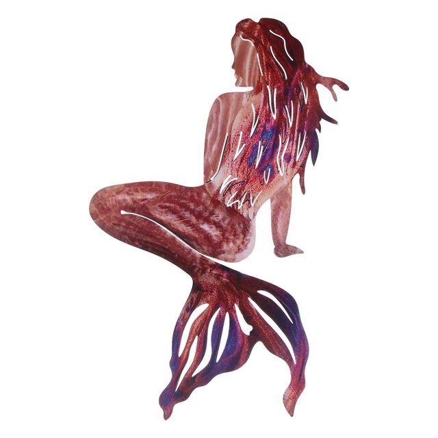 Toystoory Sirena de hierro forjado, arte de pared, adorno colgante para colgar al aire libre, decoración temática de playa, decoración de pared de Decoración del hogar Bronce Toystoory HA027770-02