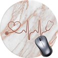 thumbnail image 2 of OTCEO Mouse Pad, Round Mandala Mouse Mat, Cute Mouse Pad with Design, Non-Slip Rubber Base Mousepad,Waterproof Office Mouse Pad, Small Size-Rose Gold Marble Heart White, 2 of 3