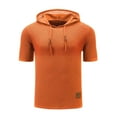 thumbnail image 2 of SEAOPEN Men's Waffle Knit Short Sleeve Hoodie Lightweight Hooded Pullover T Shirts Today Orange,M, 2 of 4