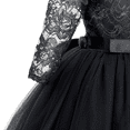 thumbnail image 4 of IDOPIP Flower Girls Long Lace Bridesmaid Dress 3/4 Sleeves Floor Length Wedding Party Princess Dress, 4 of 7