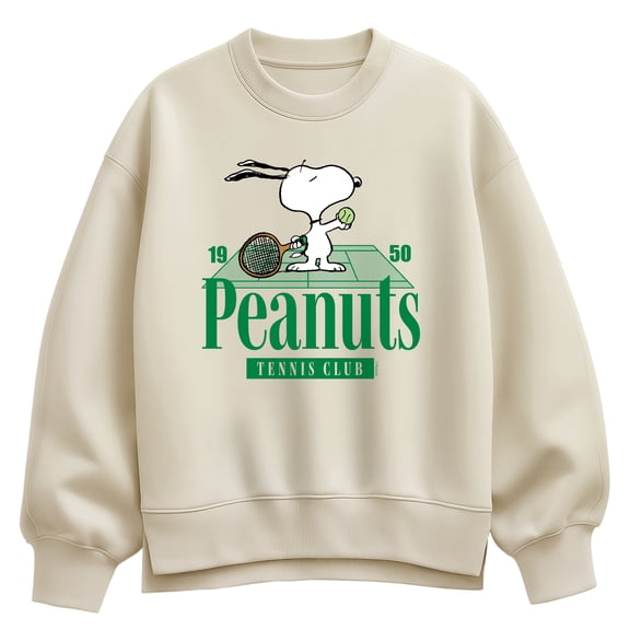 Peanuts - Tennis Club - Women's Oversized Fleece Crew Sweatshirt