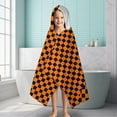thumbnail image 6 of Orange and Black Checkered Pattern Hooded Bath Towel，60"x35" for Ages 3 To 12 Kids, Quick Dry Lightweight Soft Microfiber Hood Beach Towel Cover Up for Kids, 6 of 7