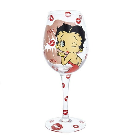 Betty Boop Round Glass - Kurt Adler 15 Oz. XOXO Betty Boop Wine Glass