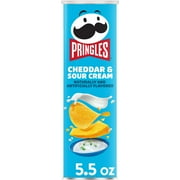Pringles Cheddar and Sour Cream Potato Crisps Chips Lunch Snacks 5.5 oz Canister (Pack 2)