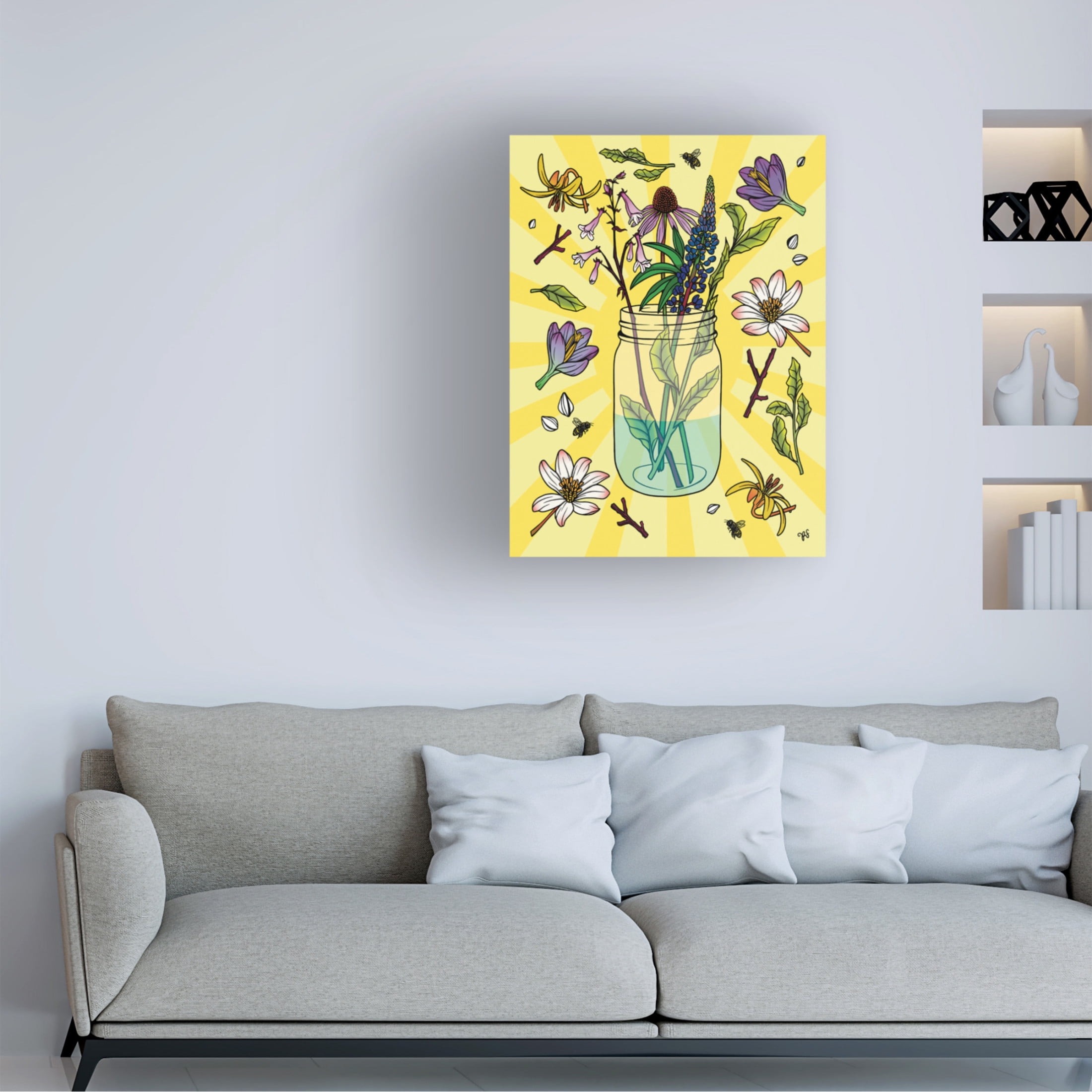 Canvas Wall Art - Rachel Feirman 'Pollen Party' Wall Art for Living Room, Bedroom, or Office Décor by Trademark Fine Art - 24 x 32 Inches