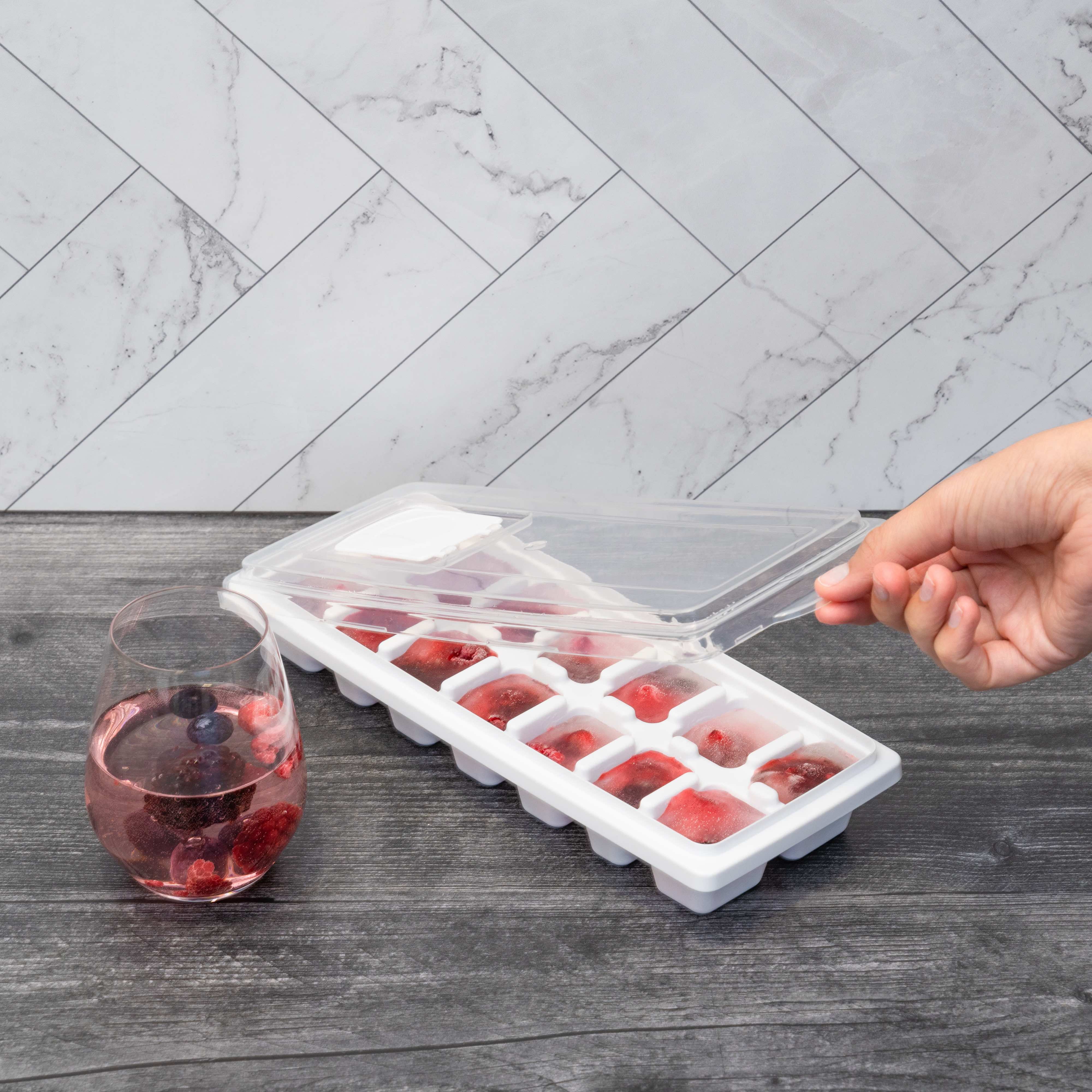 Premius EZ Release Ice Cube Trays, Red-Clear, 2-Pack 