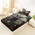 thumbnail image 2 of Manfei Farm Highland Cow Twin Fitted Sheet 2 Pieces,Vintage Floral Animal Bedding,Gray Black,1 Fitted Sheet and 1 Pillowcase, 2 of 4