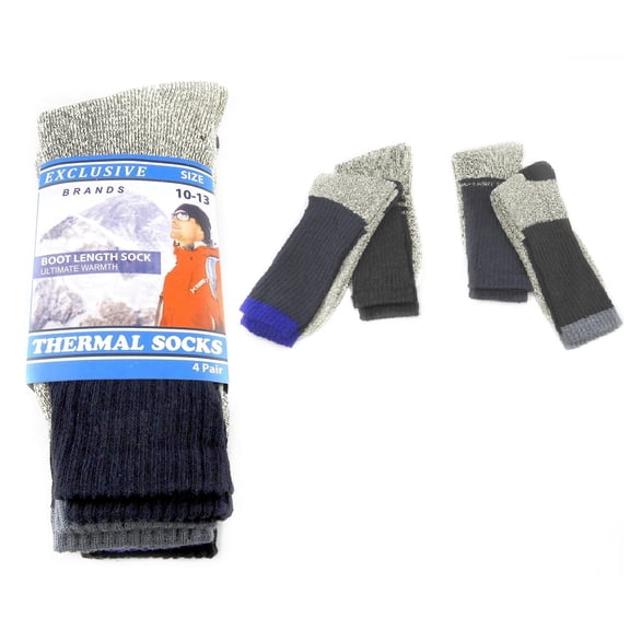 Men's 4 Pair Thermal Socks Work Boot Warm All Season Size 10-13