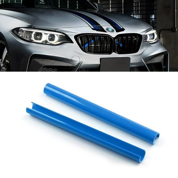 Xotic Tech Front Grille Insert Trims Stripes, Front Center Kidney Grilles Trim Compatible with BMW 1 2 3 4 5 6 7 Series F20 F22 F30 F32 G30 G32 G11 (Blue)