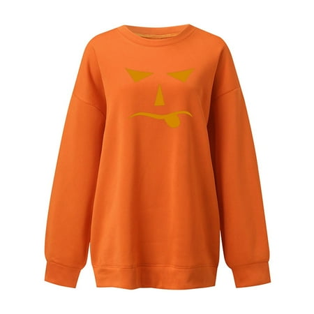 

Ziloco Fashion Women s Print Round-Neck Pullover Tops Long Sleeve Comfortable Blouse Sweatshirt long sleeve maternity dress ribbed tank tops for women Orange XXL