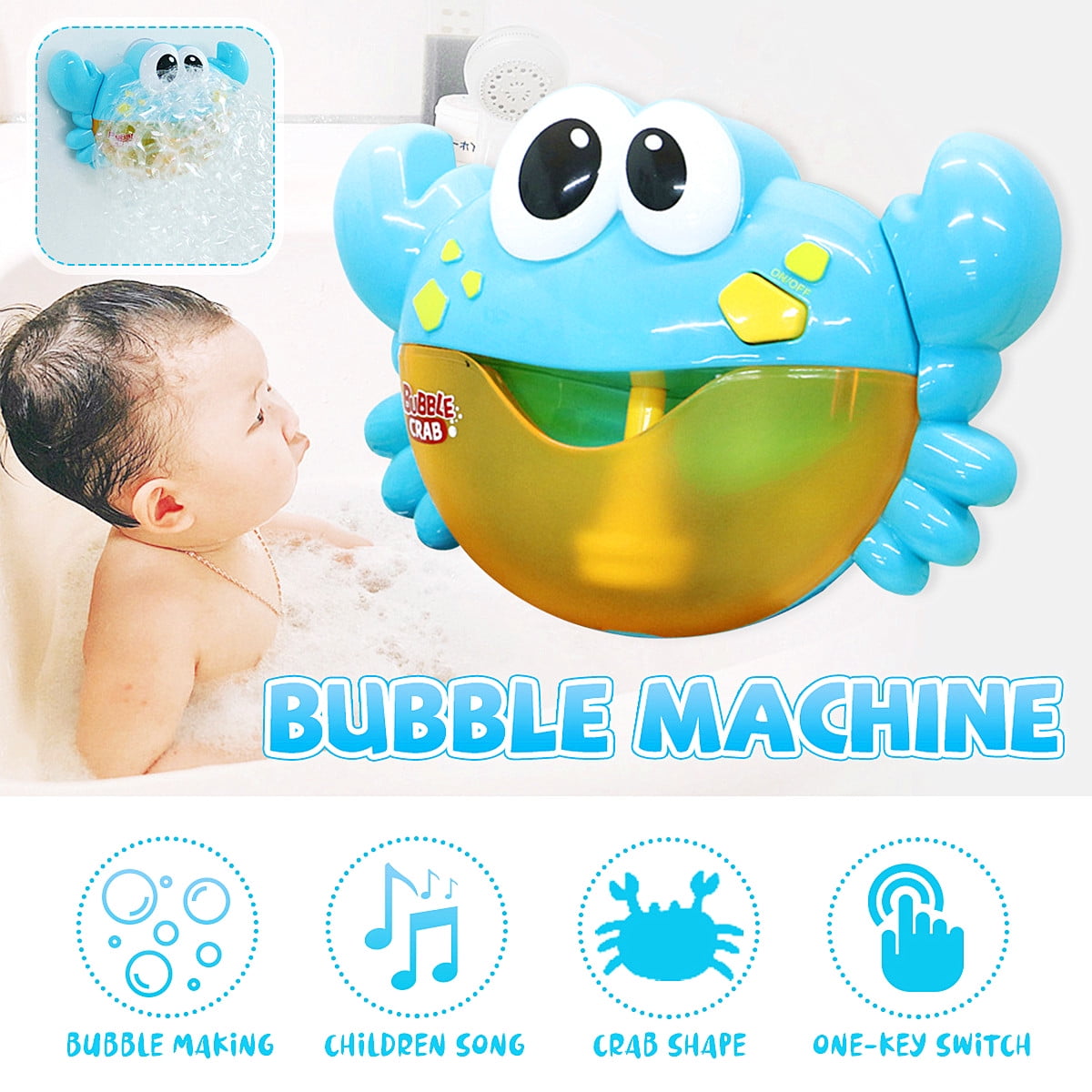 Baby Bubble Machine Frog Crab Blower Maker Automatic Kids Bath Music Shower Toy 