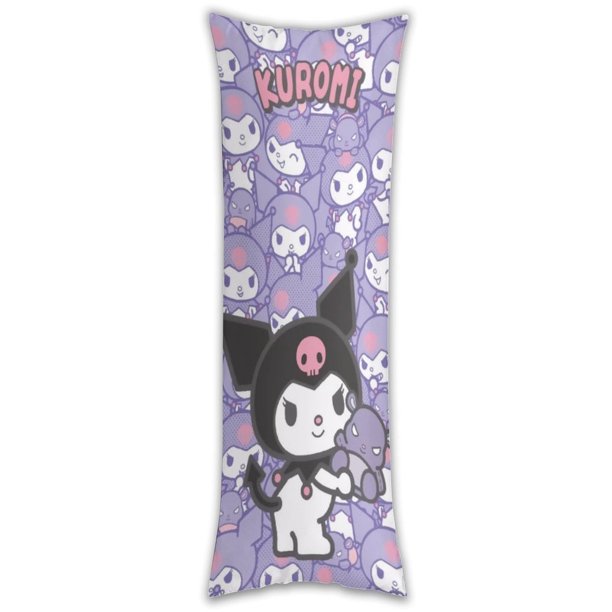 Funda de almohada Kuromi de cuerpo entero, funda de almohada larga, almohada de compañero de juegos para niños, cojín de sofá, muebles para el hogar, decoraciones de cama de 20" x 54"