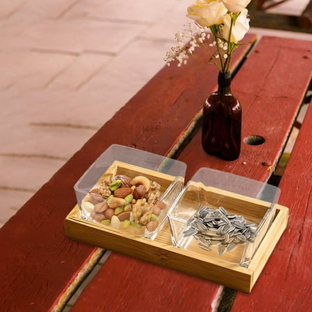 

Dried Fruit Plate Living Room Plate Glass Multifunctional for Hotel Wedding two Bowls