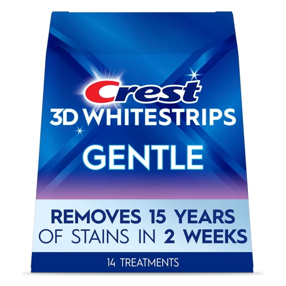 Crest 3DWhitestrips Gentle At-Home Teeth Whitening Kit, 14 Treatments, Safely Removes 15 Years of Stains