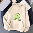 thumbnail image 2 of GEWSEY Cute Dino Hoodies for Women Teen Girls Pullover Crewneck Dinosaur Long Sleeve Hooded Sweatshirt Jacket Cartoon Loose Fit (Beige, M), 2 of 4