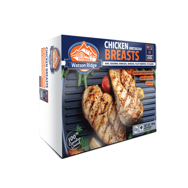 Poitrine de poulet Watson Ridge IQF 800g Poitrines de poulet Watson Ridge, 17 % de protéines de viande