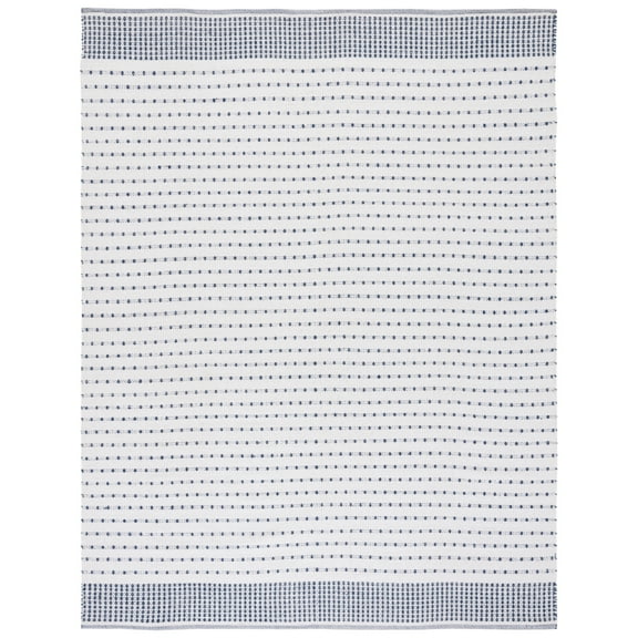 SAFAVIEH Montauk Nuala Abstract Dots Cotton Area Rug, Navy/Ivory, 8' x 10'