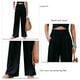 thumbnail image 4 of Pantalones de mujer de color puro para uso diario, citas y playa: pantalones anchos elásticos de cintura alta en color negro, talla S, 4 of 5
