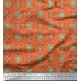 thumbnail image 1 of Soimoi Orange Velvet Fabric Mandala Geometric Print Fabric by the Yard 58 Inch Wide, 1 of 5