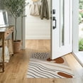 thumbnail image 2 of ODIKA 2'x3' Beige Brown Earthy Abstract Waves Washable Doormat Modern Geometric Design with Dynamic Lines for Entryway, Kitchen, Laundry Room, Non-Slip, Low Pile, 2 of 7