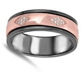 thumbnail image 4 of Rose Gold-Tone Clear CZ Spinner Wedding Ring ( Sizes 5 6 7 8 9 10 11 12 ) Sterling Silver Black Band Rings (Size 12), 4 of 4