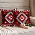 thumbnail image 2 of Red Boho Outdoor Waterproof Pillow Covers, Neutral Tribal Ethnic Abstract Geometric Motifs Decorative Square Throw Pillowcase Sofa Cushion Sham for Patio/Couch/Chair, 20"x20" 2 Pack, 2 of 8