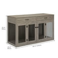 thumbnail image 2 of Dextrus Large Dog Crate Furniture for 2 Dogs, 60" Wooden Dog Kennel with Double Doors and 2 Drawers, Heavy Sturdy Dog Kennel for Medium Large Dog, Indoor Double Dog Cage,Gray, 2 of 6