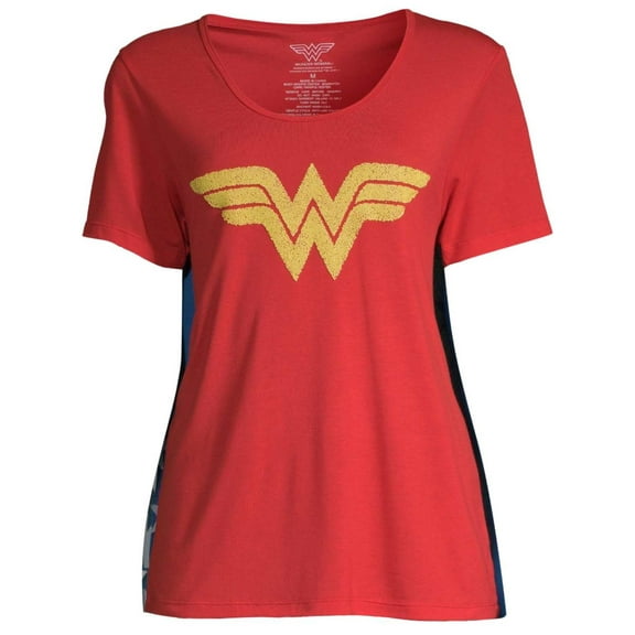 Junior Womens DC Comics Wonder Woman Halloween Cape T-Shirt Costume Shirt M 7/9