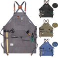 thumbnail image 2 of Delantal de trabajo impermeable de lona, herramienta de alta resistencia, con bolsillos, correas cruzadas, ajustable para carpintería, pintura y cocina, 2 of 4