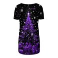 thumbnail image 4 of Camiseta Impresa con Cuello en V de Manga de Raglan de la Parte Trasera Larga Delantera Corta de las Mujeres de Navidad, Vacaciones Informales, 4 of 5
