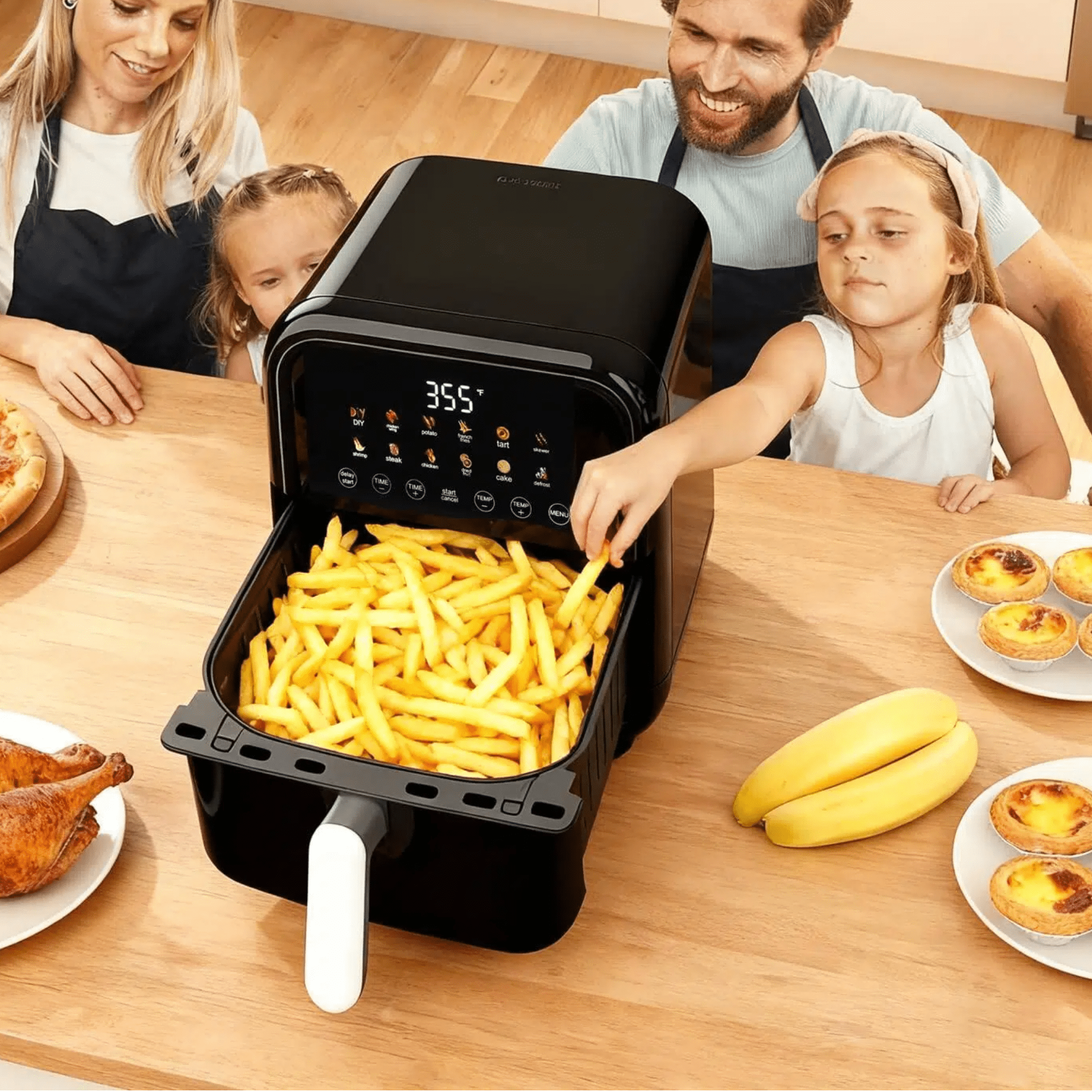 Blazezo 12-in-1 Air Fryer 7.5 Qt with Visible Window, Digital Touchscreen, 12 Presets, Dishwasher Safe Basket, for Healthy Oil Free Cooking, French Fries, Chicken, Family