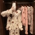 thumbnail image 4 of Traje cálido de vellón coral con encaje de melocotón de oso, ropa de abrigo informal de talla grande, pijamas de otoño e invierno, ropa de casa gruesa para mujer, 4 of 6