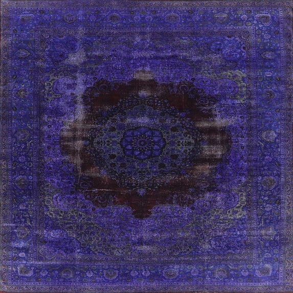 Ahgly Company Machine Washable Indoor Square Industrial Modern Purple Monster Purple Area Rugs, 5' Square