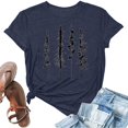 thumbnail image 4 of Hauts d'Été pour Femmes Couleur Unie Col Rond Basique Imprimé Manches Courtes T-Shirts Décontractés pour Femmes Marine L, 4 of 4