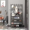 thumbnail image 5 of 5-Tier Multifunctional Metal Coat Rack with 10 Double Hooks, Entryway Coat and Shoe Storage Organizer, Space-Saving for Hallway Living Room Bathroom, 5 of 10