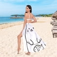 thumbnail image 6 of FORMRS Womens Long Sarong Beach Wrap Semi-Sheer Bikini Skirt Bathing Swimsuit Cover Up, White Chubby Cat, 6 of 7