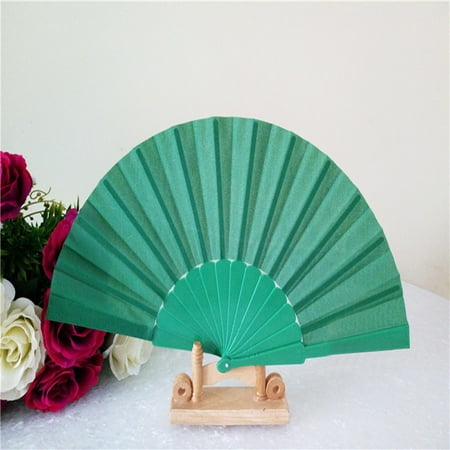 

【JCXAGR】 Pattern Folding Dance Wedding Party Lace Silk Folding Hand Held Solid Color Fan