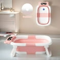 thumbnail image 3 of TOPCHANCES Foldable Baby Bathtub for Infants to Toddler, Portable Travel Bathtub with Bath Cushion & Bath Cap, Baby Bathtub for Newborn 0-12 Month (Pink), 3 of 6