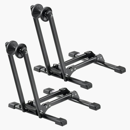KFFKFF Foldable Bike Racks, Set of 2, Compatible with 20-29 Inch Mountain and Road Bikes, Durable Alloy Steel Construction, Rust-Resistant Floor Stand for Indoor Bike Storage in Entryways, Garages