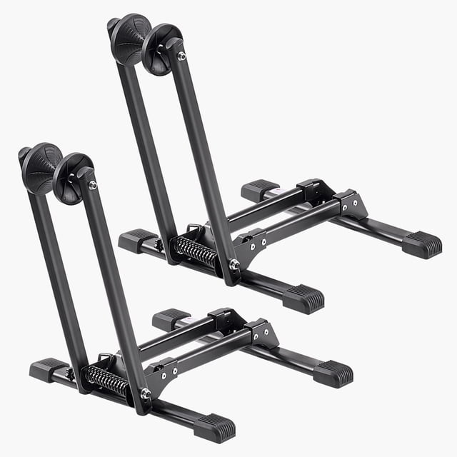 KFFKFF Bike Racks 2 Pack, Fits 20 to 29 Inch Mountain & Road Bikes, Alloy Steel Rust-Resistant Bike Floor Stand Rack, Foldable Bicycle Stand for Entryway, Garage