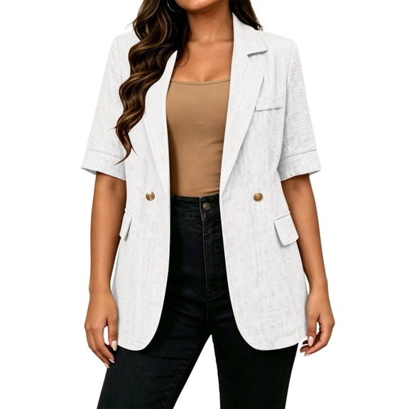 XuJwPNcy Women's Blazer Half Sleeve Open Front Cardigan Business Casual Work Lapel Jacket Coats Fall Fashion Clothes