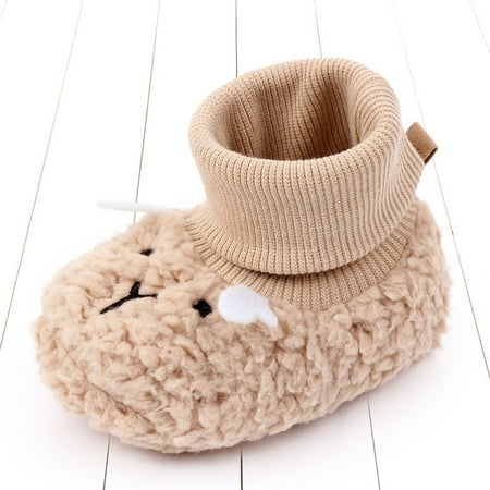 

Boots Winter Baby Boy Girls Anti-Slip Cartoon Warm Socks Shoes Prewalker Khaki 14