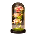 thumbnail image 1 of LED Light Eternal Rose Pink Flowers Christmas Gift Wooden Base Mother‘s Day Glass Dome, 1 of 12