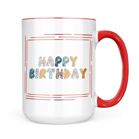 

Neonblond Happy Birthday Colorful Fabric Sewing Mug gift for Coffee Tea lovers