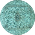 thumbnail image 1 of Ahgly Company Indoor Round Medallion Light Blue Traditional Area Rugs, 3' Round, 1 of 4