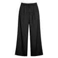 thumbnail image 5 of Tqcoqu Women's Pinstripe Wide Leg Suit Pants,Contrast Elastic Waist Pleated Straight Fit Dress Trousers with Side Pockets, 5 of 5